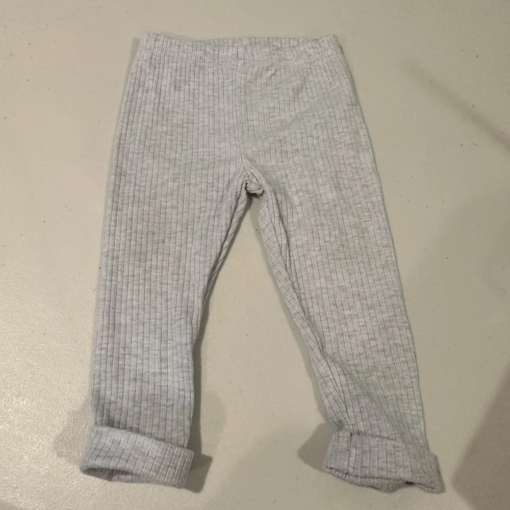 12M Laura Ashley Baby Floral Thermal Long Sleeve Top with Grey Ribbed Leggings